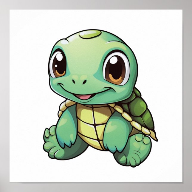 Poster Ilustração da tartaruga de desenho animado (Frente)