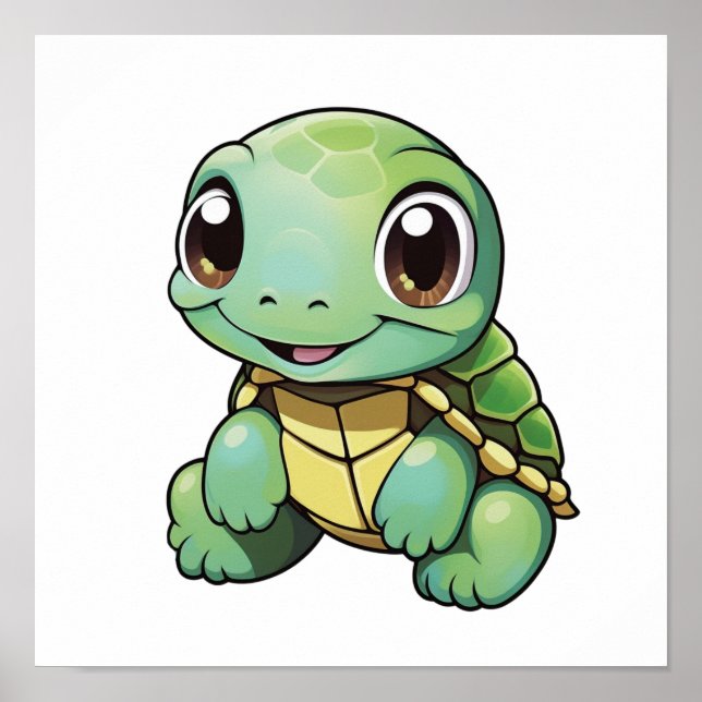 Poster Ilustração da tartaruga de desenho animado (Frente)