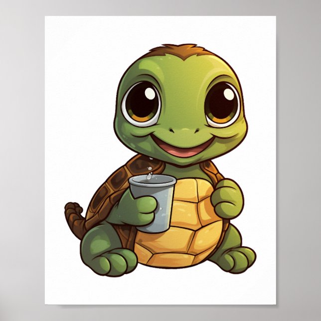 Poster Ilustração da tartaruga de desenho animado (Frente)