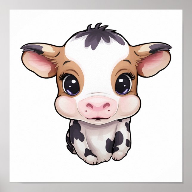 Poster Ilustração da vaca de desenho animado (Frente)