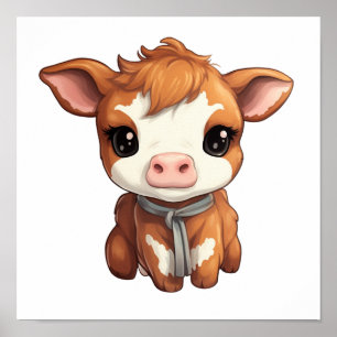 Poster Ilustração da vaca de desenho animado
