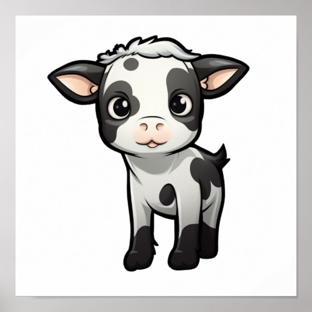Poster Ilustração da vaca de desenho animado (Frente)