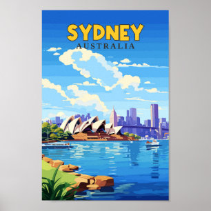 Poster Ilustração da Viagem Art Vintage da Sydney Austrál