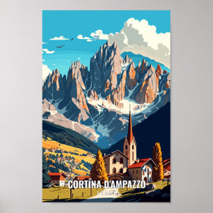 Poster Ilustração da Viagem de Arte Cortina d'Ampazzo