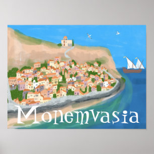 Poster Ilustração da Viagem de Arte da Ilha da GRÉCIA MON