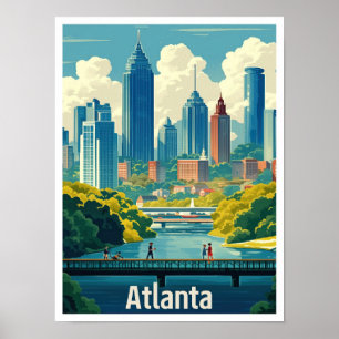 Poster Ilustração da Viagens vintage Atlanta Georgia USA