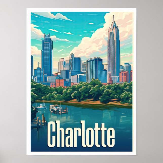 Poster Ilustração da Viagens vintage Charlotte Art (Frente)