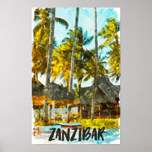 Poster Ilustração da Viagens vintage da África Zanzibar