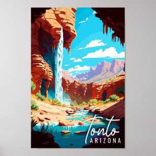 Poster Ilustração da viagens vintage da Arizona do tonto