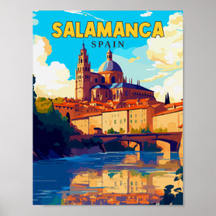 Poster Ilustração da viagens vintage da Espanha Salamanca