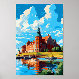 Poster Ilustração da Viagens vintage da Suecia Kalmar