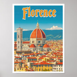Poster Ilustração da Viagens vintage de Arte da Florence