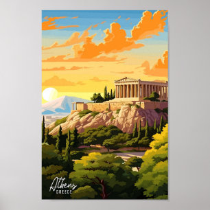 Poster Ilustração da Viagens vintage de Arte da Grécia de