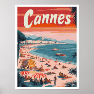 Poster Ilustração da Viagens vintage de Arte de Cannes Fr