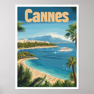 Poster Ilustração da Viagens vintage de Arte de Cannes Fr