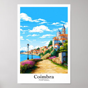 Poster Ilustração da Viagens vintage de Arte de Coimbra P