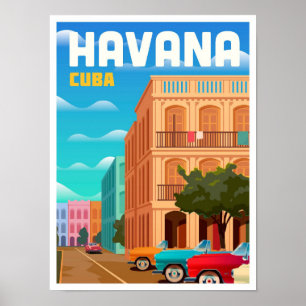 Poster Ilustração da Viagens vintage de Arte de Havana Cu