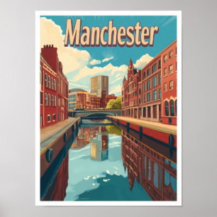 Poster Ilustração da Viagens vintage de Arte de Mancheste