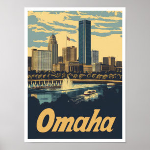Poster Ilustração da Viagens vintage de Arte de Omaha Neb
