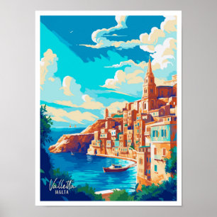 Poster Ilustração da Viagens vintage de Arte de Valletta