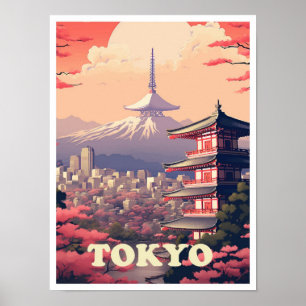 Poster Ilustração da Viagens vintage de Arte do Japão em