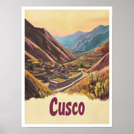 Poster Ilustração da Viagens vintage de Arte do Peru Cusc