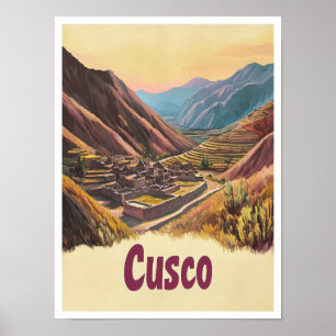 Poster Ilustração da Viagens vintage de Arte do Peru Cusc