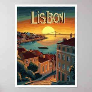 Poster Ilustração da Viagens vintage de Arte em Portugal