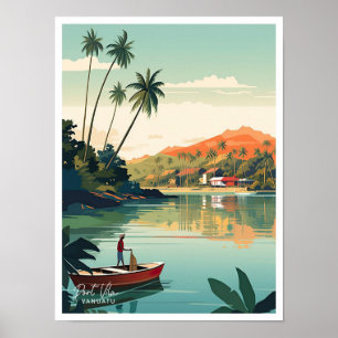 Poster Ilustração da Viagens vintage de Arte Port Vila Va