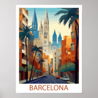 Ilustração da Viagens vintage de Barcelona Retroat