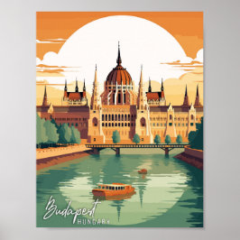 Poster ilustração da viagens vintage de Budapeste na Hung