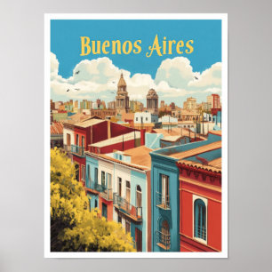Poster Ilustração da Viagens vintage de Buenos Aires na A