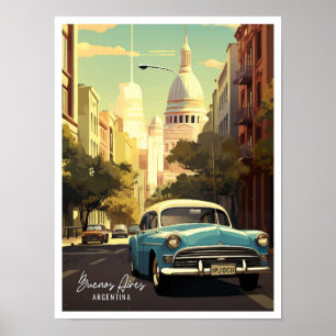 Poster Ilustração da Viagens vintage de Buenos Aires na A