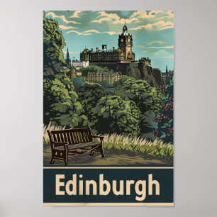 Poster Ilustração da Viagens vintage de Edimburgo na Escó