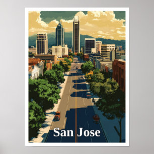 Poster Ilustração da Viagens vintage de San Jose Californ