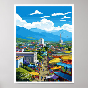 Poster Ilustração da Viagens vintage de San Jose Costa Ri