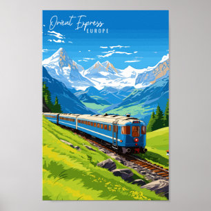 Poster Ilustração da viagens vintage do Orient Express Eu