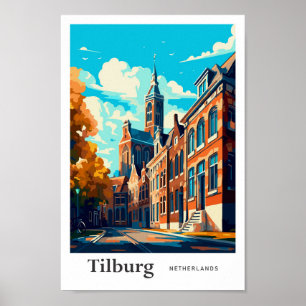 Poster Ilustração da Viagens vintage Holandesa de Tilburg