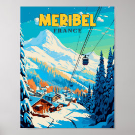 Poster Ilustração da viagens vintage Meribel France