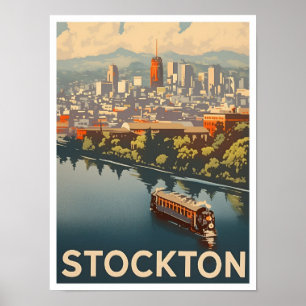 Poster Ilustração da Viagens vintage Stockton California
