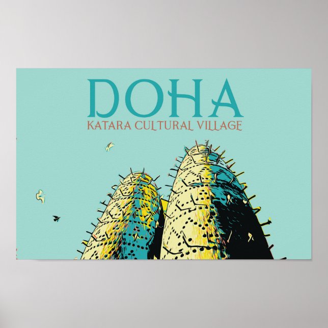 Poster Ilustração da Vila Cultural de Doha Katara Catar (Frente)