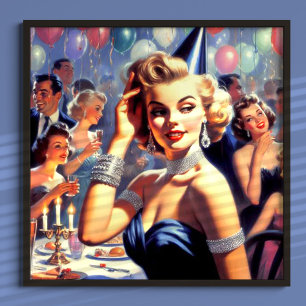 Poster Ilustração da Vintage Party Girl