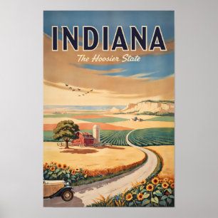 Poster Ilustração da Zona Rural de Indiana Arte de Viagem