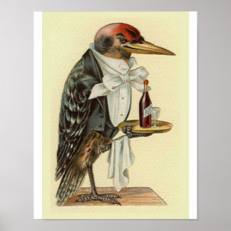 Póster Ilustração das aves de pintura de bolinho