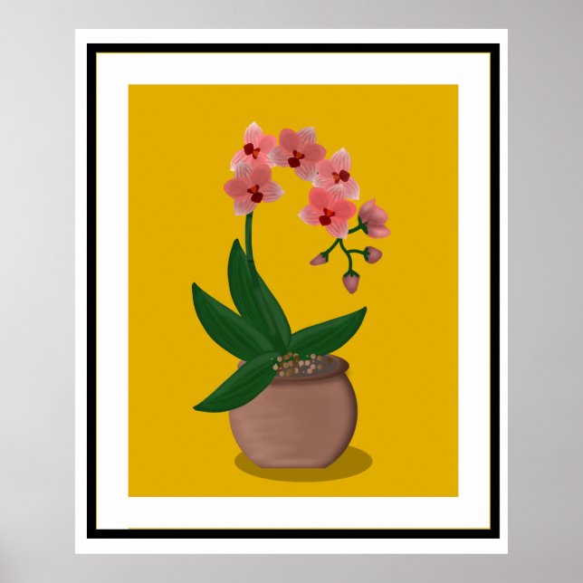 Poster Ilustração das Orquídeas Modernas do Século médio (Frente)