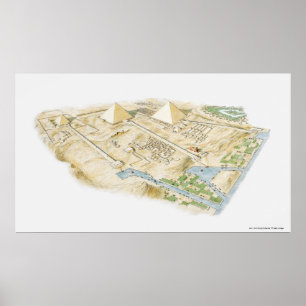 Póster Ilustração das Pirâmides de Giza