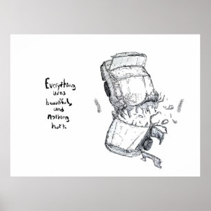 Poster Ilustração de acidente de carro Kurt Vonnegut Slau