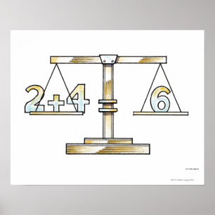 Poster Ilustração de adicionar números em escalas