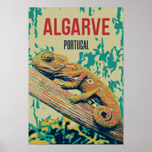 Poster Ilustração de Algarve Chameleon Vintage Portugal