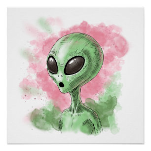 Póster Ilustração de Alienígena Clássica